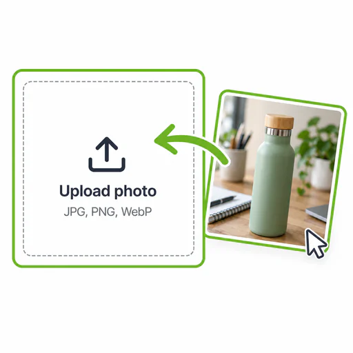 A phone photo of a product being dropped into the upload area.