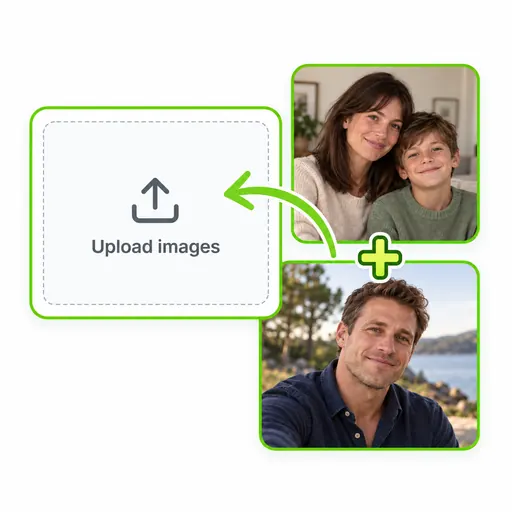 Selecting individual family photos for uploading to the AI family photo generator.