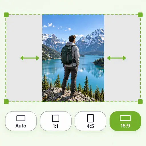 Choosing a target aspect ratio in the AI image extender.