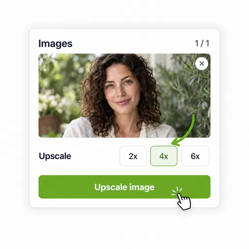 Choosing the upscale scale in the AI image upscaler.