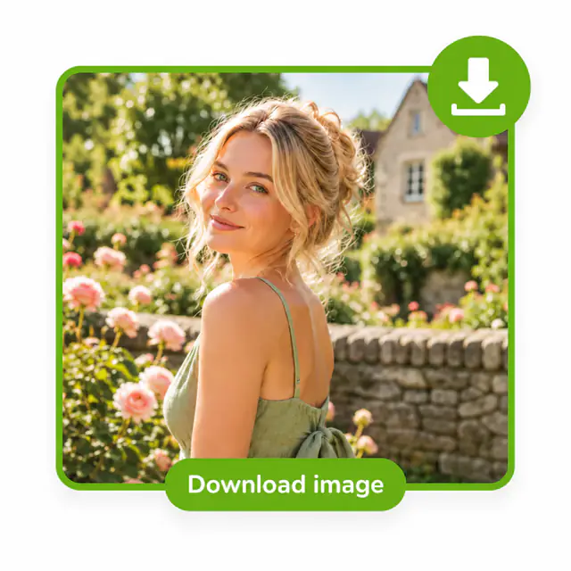 Clean garden portrait with a Download image button below it.
