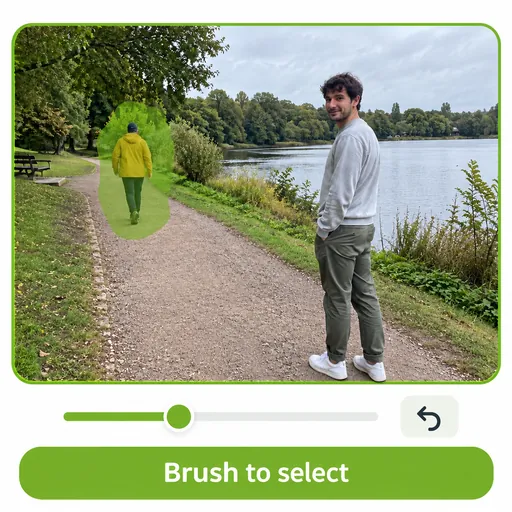 Brushing translucent mask over an unwanted subject with precision controls.