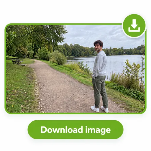 Previewing side-by-side comparison slider and downloading the cleaned photo.