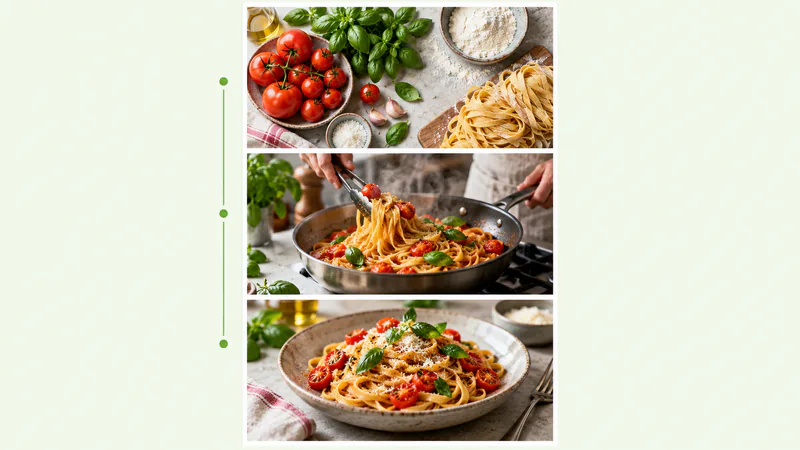 Three cooking steps stacked vertically into one tall image