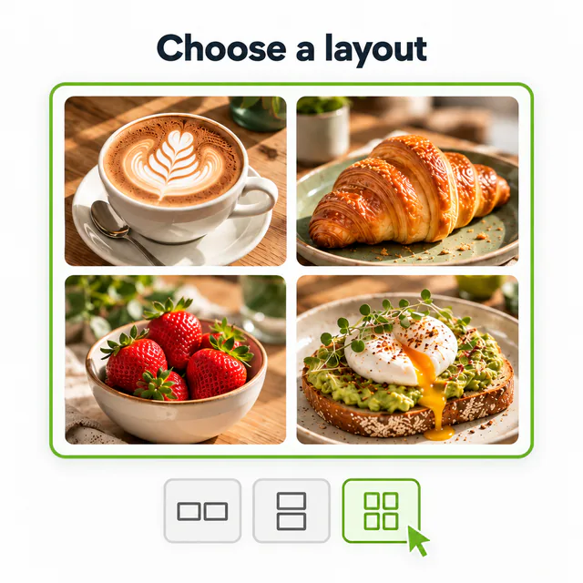 The same four photos arranged in a two by two grid with white spacing